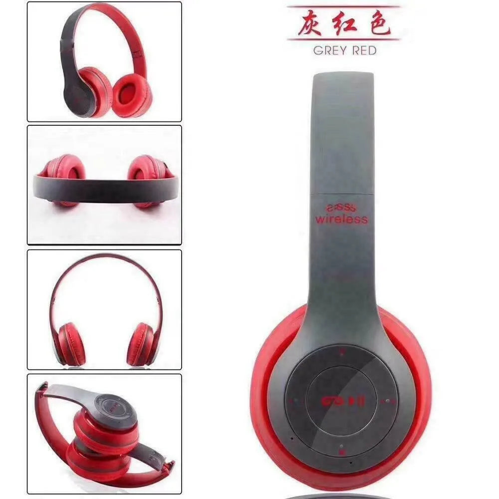 P47 Head mounted Bluetooth Earphones for Stereo headphone with Mic Noise Cancelling Over-Ear Earphones Aux in TF Card FM radio