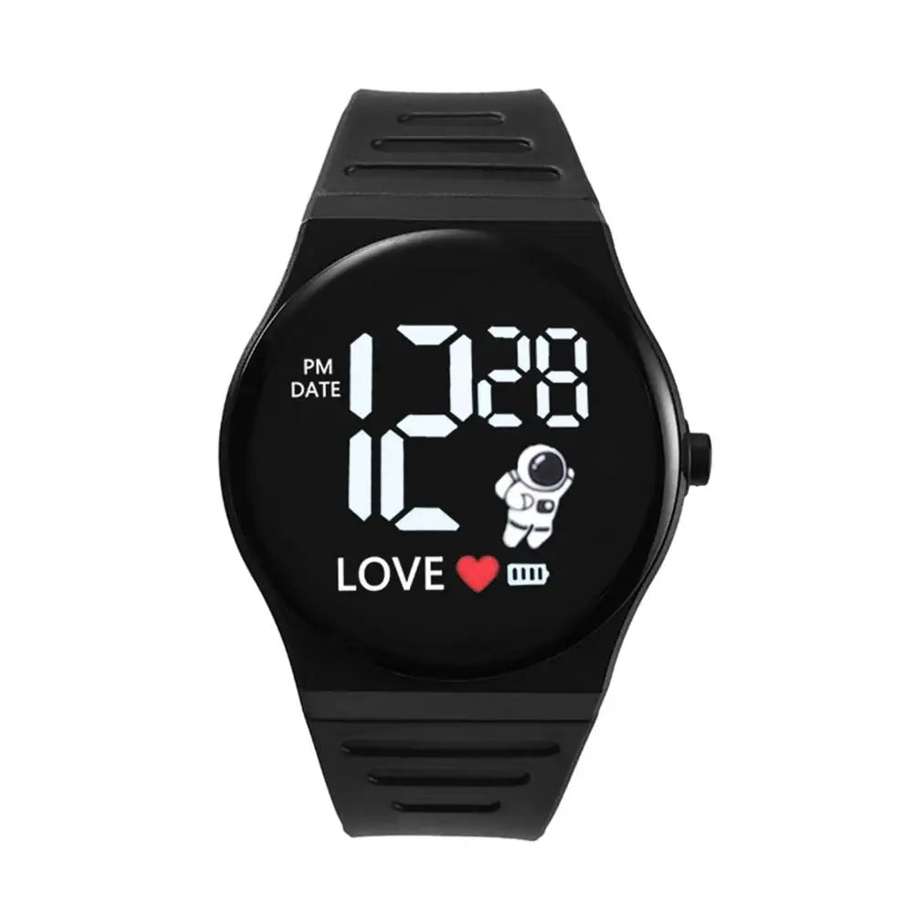 Silicone Wristband Watch Ergonomic Design Wristwatch Adjustable Led Electronic Watch Spaceman Pattern Soft Silicone for Men