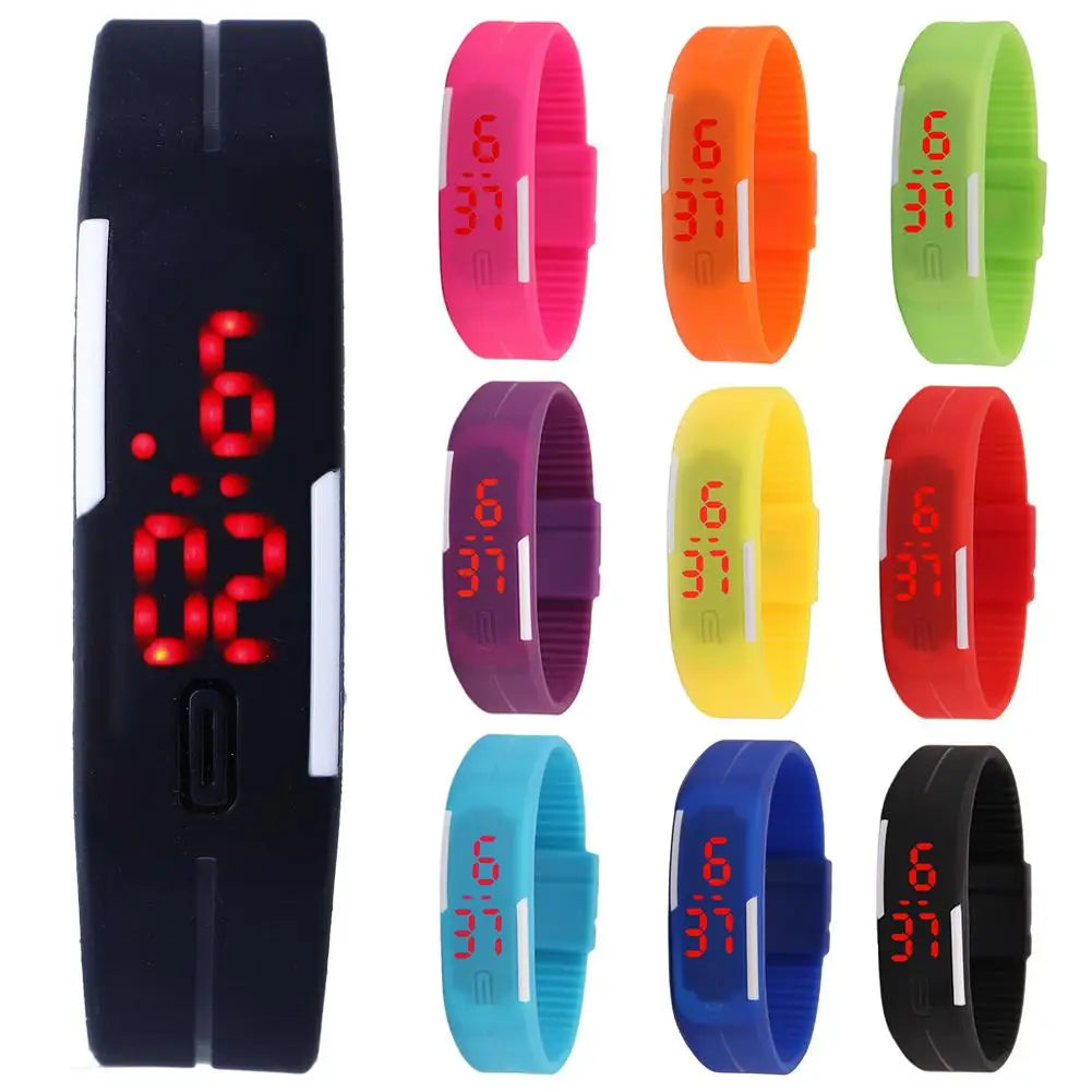 Sports Thin Strap LED Time Date Display Children Kids Digital Wrist Watch Gift reloj hombre zegarek damski New Hot for Boys Girl