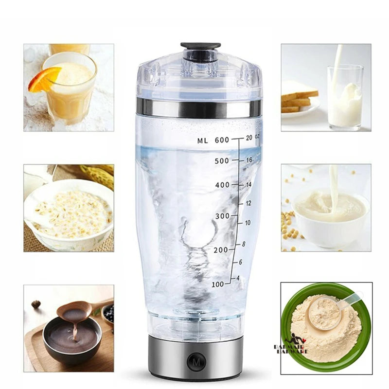 600ml Electric Cocktail Boston Shaker USB Automatic Protein Shaker Portable Movement Mixing Mixer Vortex Tornado My Water Bottle