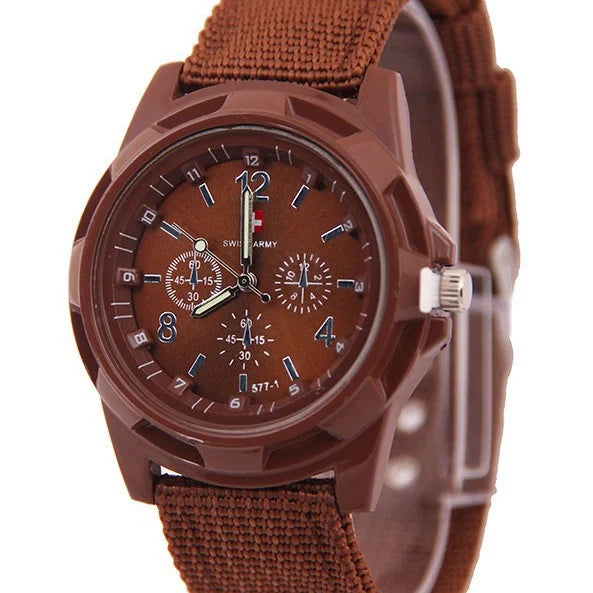 Fashion Nylon Strap Men's Watch Cloth Strap Military Watch Trendy Night Light Needle Sports Watch Men's and Women's Watch