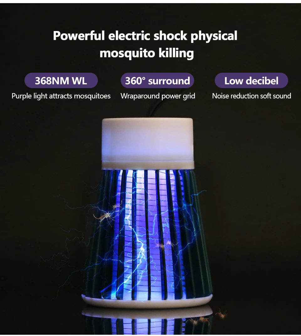 Electric Shock Mosquito Killer Lamp | USB 5V Fly Trap Zapper | Insect Killer Repellent | Bedroom / Outdoor Anti Mosquito Trap