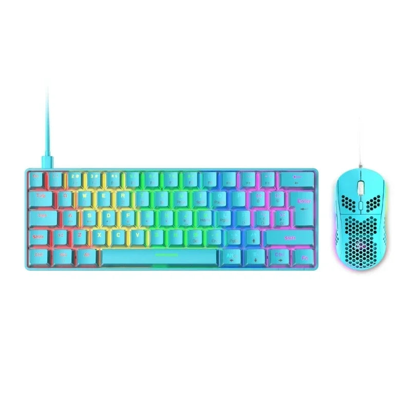 FREEWOLF T8 Gaming Mechanical Keyboard and Mouse Set 62 Keys USB RGB LED Backlit Drop Shipping Gaming Keyboard Gamer Gift