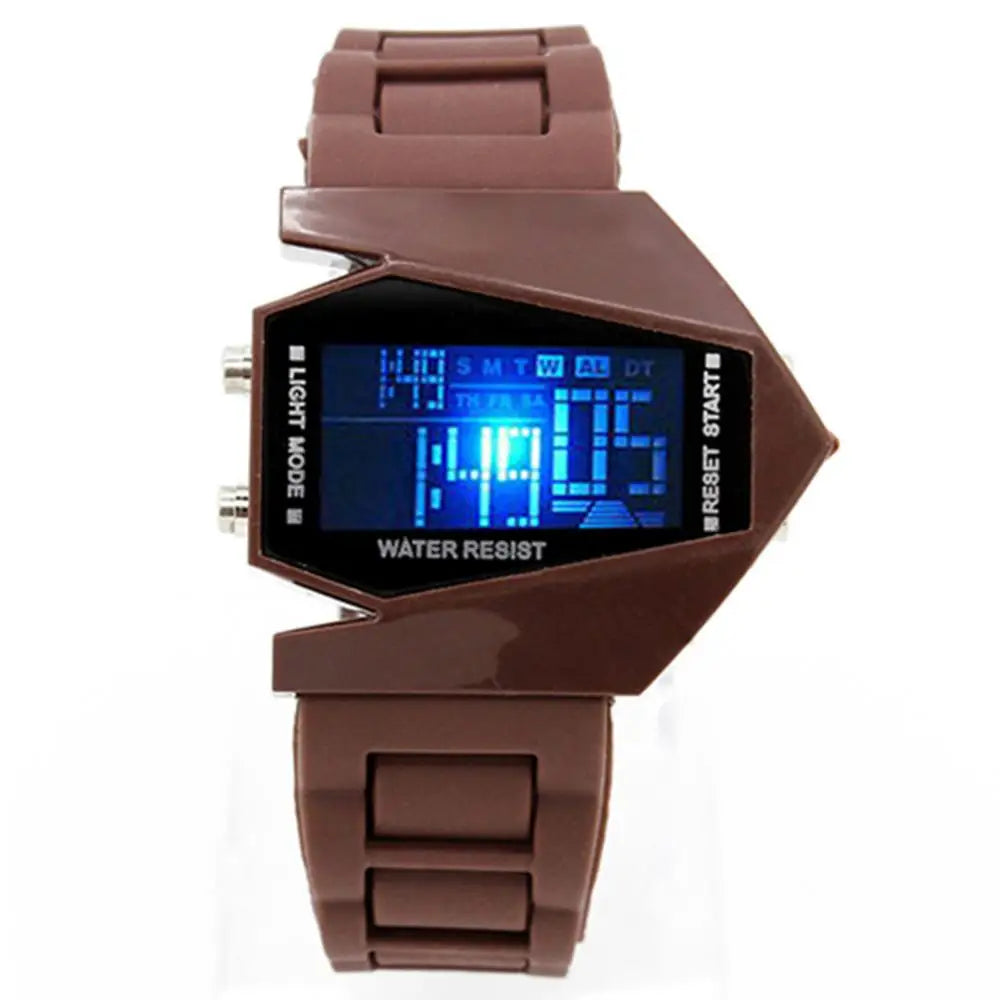 Creative Cool Men Wrist Watch Aircraft Oversized Design Light Digital Sports Plan Shaped Dial Wrist Watch
