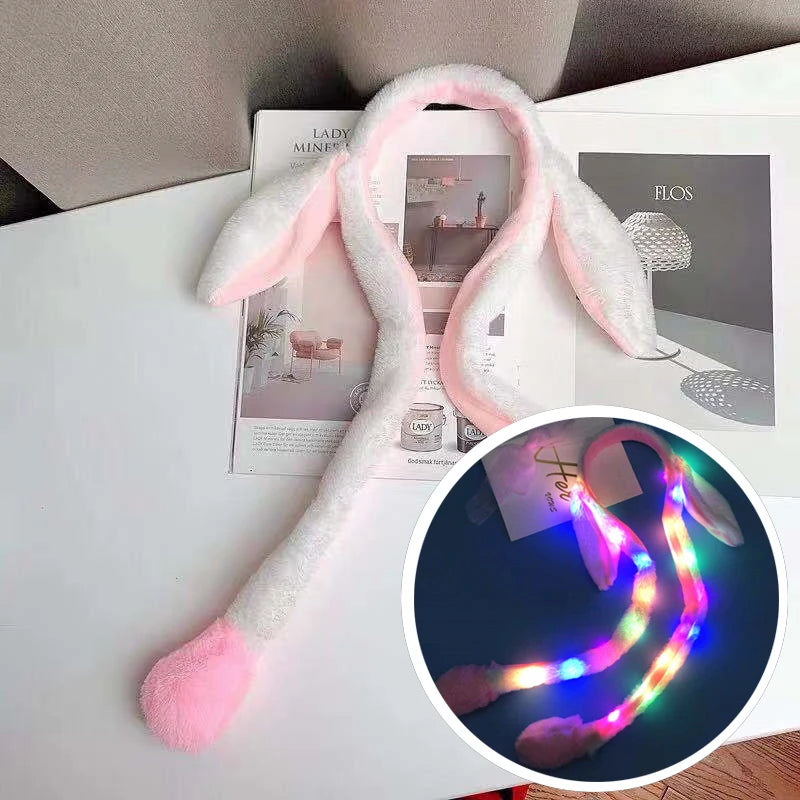 Cute Glow Rabbit Ear Hat Headband Sweet Can Moving Bunny Ears Plush Toy Hair Hoop Party Photo Props Headwear Gift