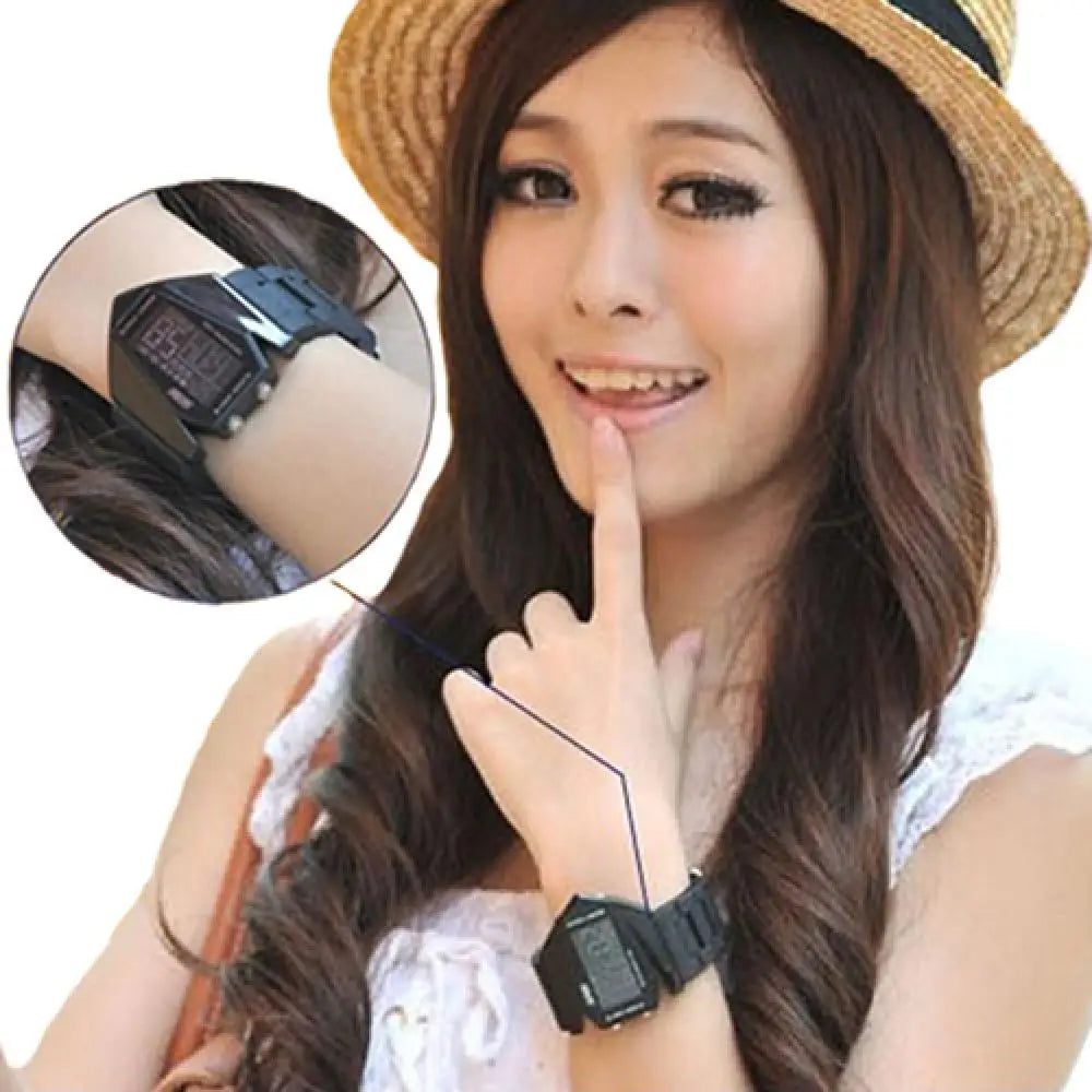Creative Cool Men Wrist Watch Aircraft Oversized Design Light Digital Sports Plan Shaped Dial Wrist Watch