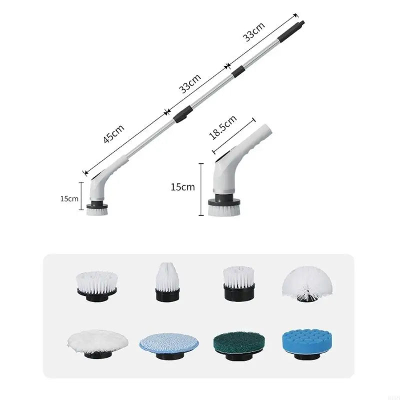 2025 New Electric Spin Scrubber 8Attachments 2000mAh Lithiums batteries For Floor Wall Clean