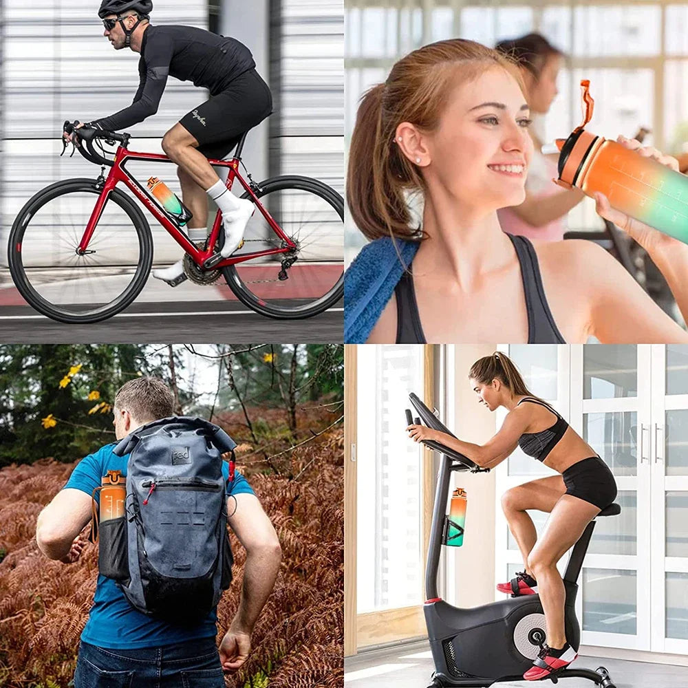 1L Sports Water Bottle Straw Cup 1 Litro with Time Maker Leak-Proof BPA Free Frosted Cup For Outdoor Sports Drinking Bottle