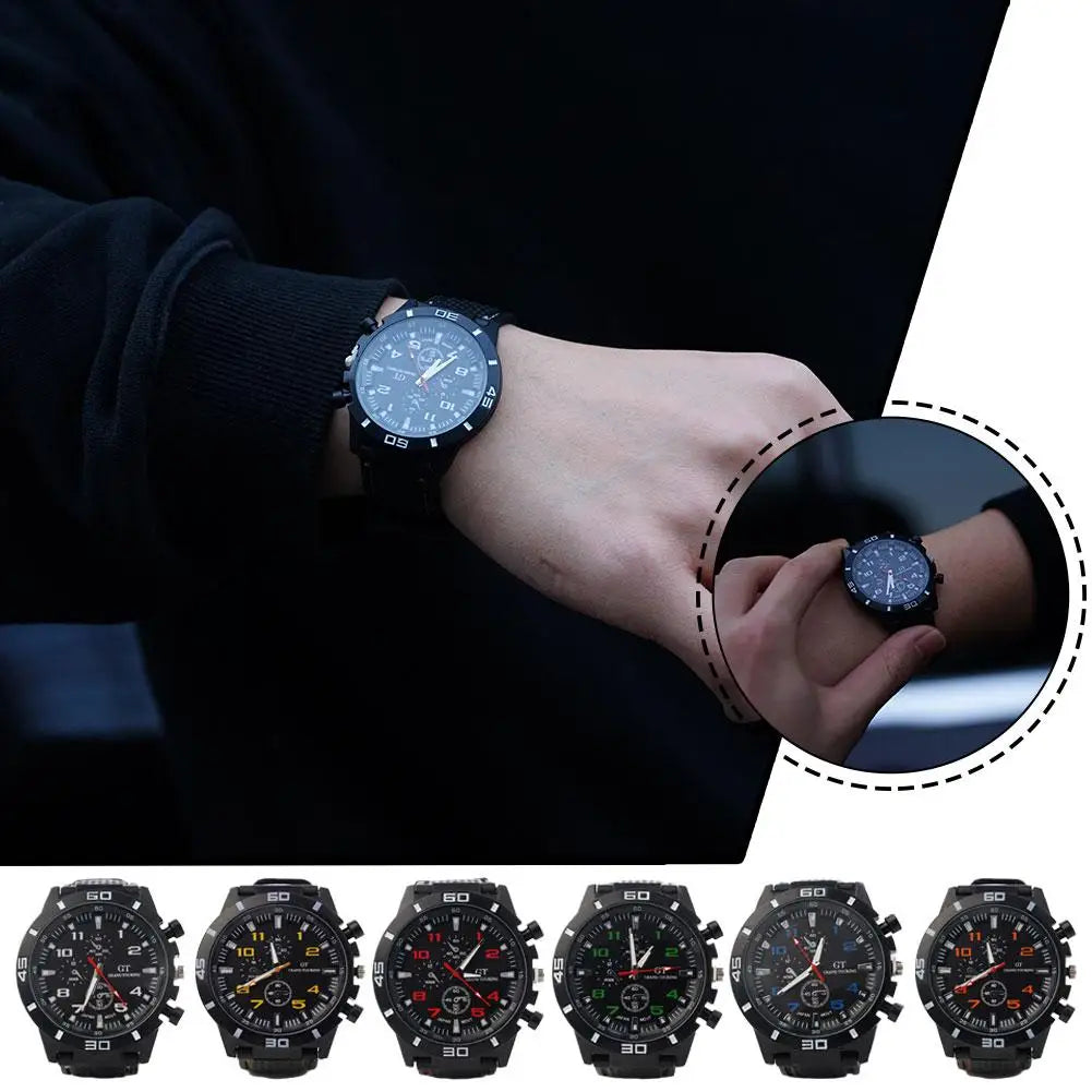 Luxury Business Men Watch Men's Fashion Watch Sports Big Dial Calendar Date Watches Digital Watches Soft Clock Shockproof