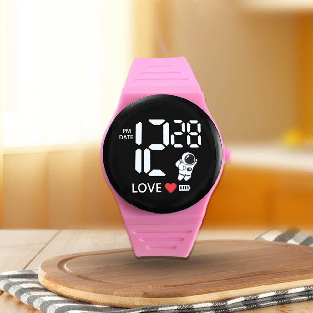 Silicone Wristband Watch Ergonomic Design Wristwatch Adjustable Led Electronic Watch Spaceman Pattern Soft Silicone for Men