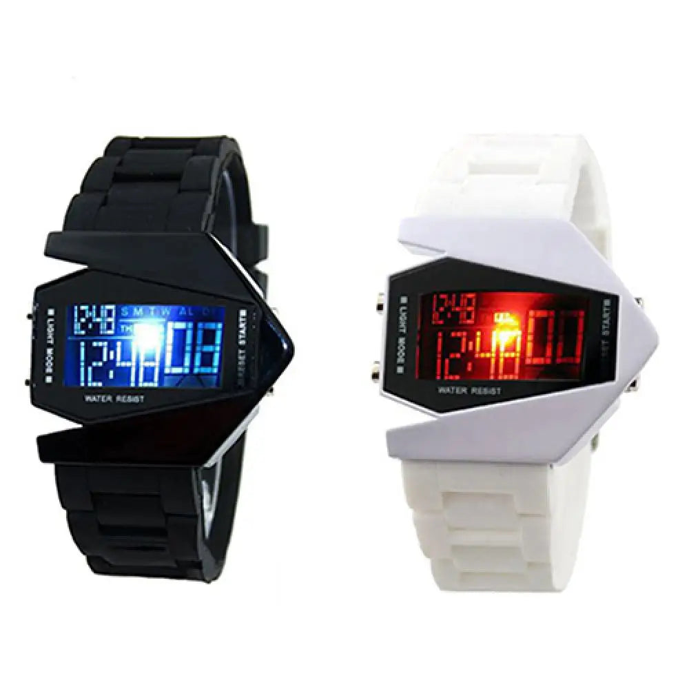 Creative Cool Men Wrist Watch Aircraft Oversized Design Light Digital Sports Plan Shaped Dial Wrist Watch