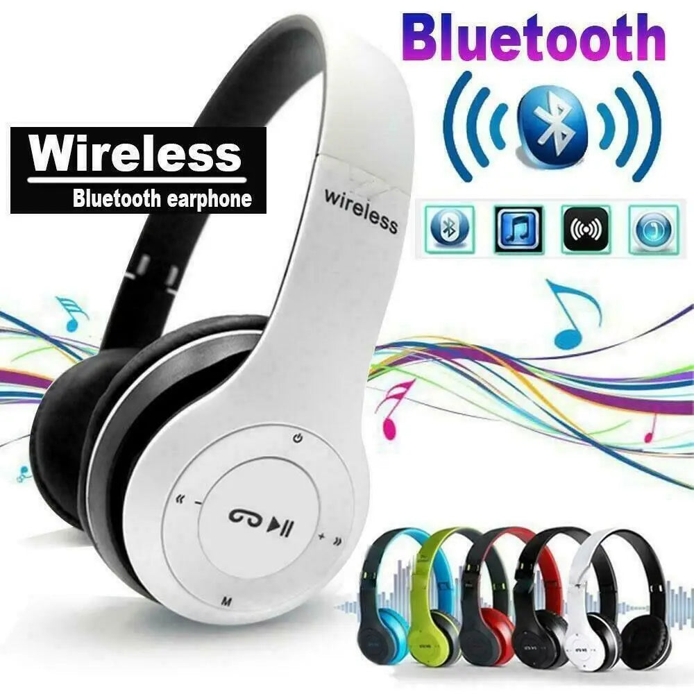 P47 Head mounted Bluetooth Earphones for Stereo headphone with Mic Noise Cancelling Over-Ear Earphones Aux in TF Card FM radio