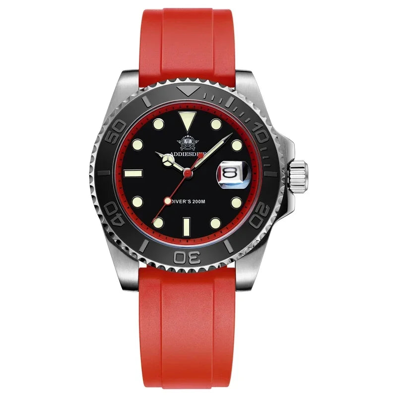 ADDIESDIVE AD2040 Man Rubber Quartz Watch Super Luminous Calendar Display 200m Waterproof  Diving Watches 41mm AD2040 Wristwatch