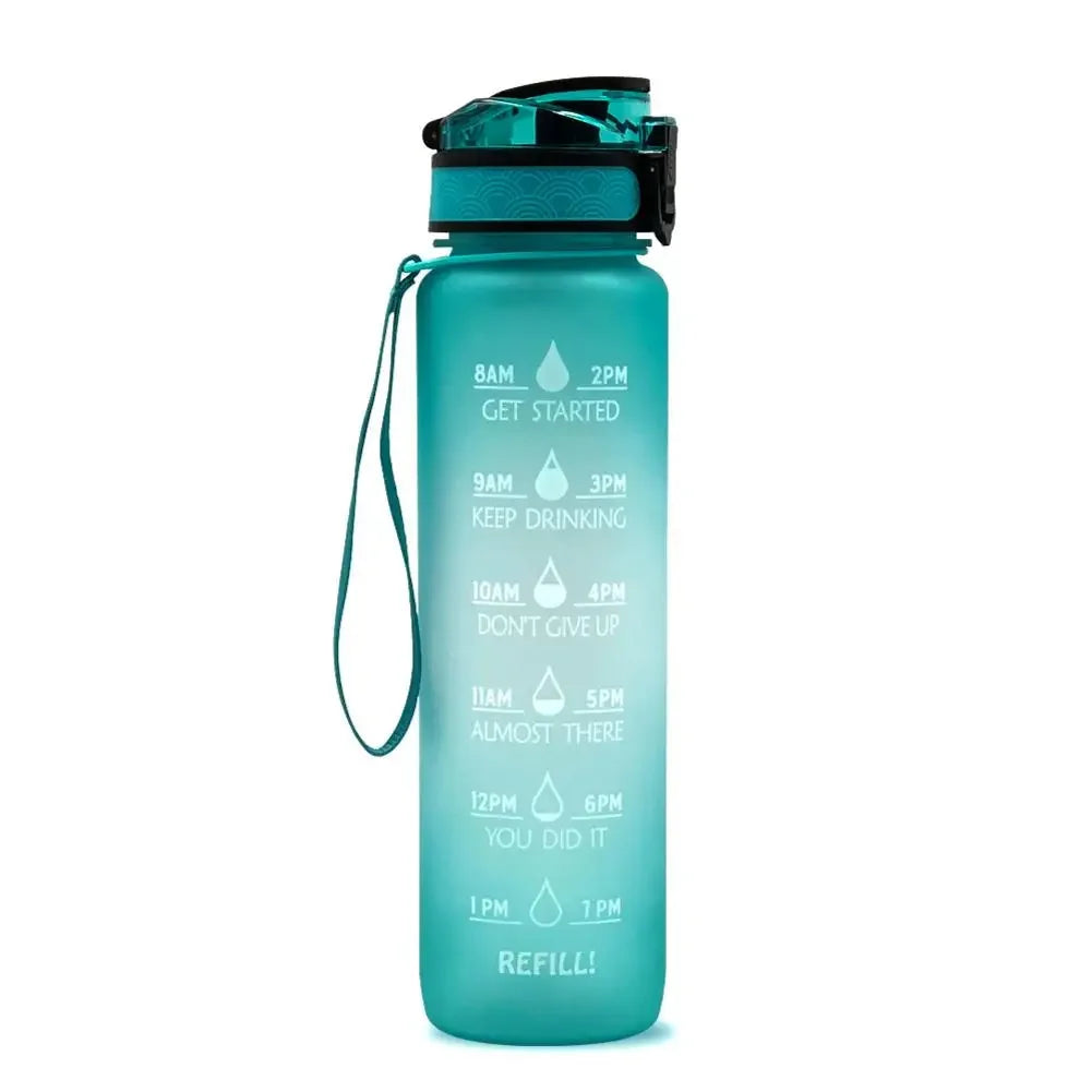 1L Sports Water Bottle Straw Cup 1 Litro with Time Maker Leak-Proof BPA Free Frosted Cup For Outdoor Sports Drinking Bottle
