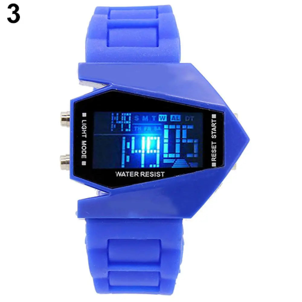 Creative Cool Men Wrist Watch Aircraft Oversized Design Light Digital Sports Plan Shaped Dial Wrist Watch