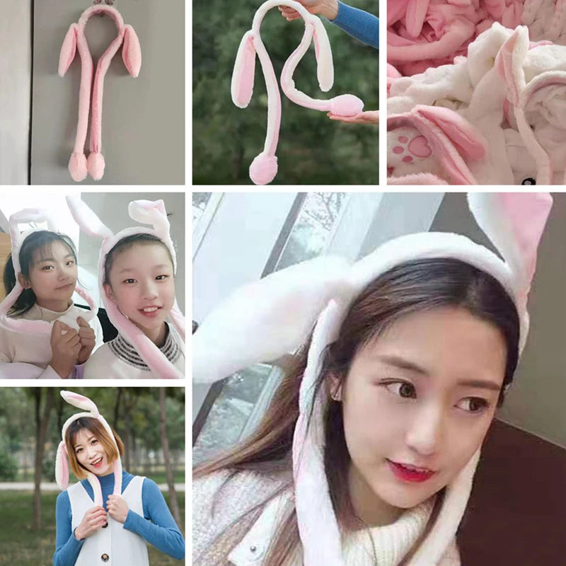 Cute Glow Rabbit Ear Hat Headband Sweet Can Moving Bunny Ears Plush Toy Hair Hoop Party Photo Props Headwear Gift