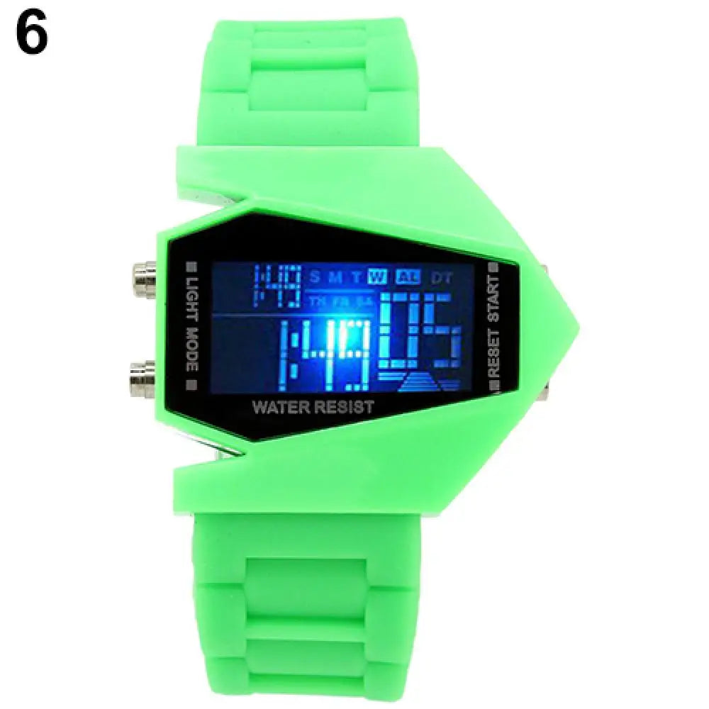 Creative Cool Men Wrist Watch Aircraft Oversized Design Light Digital Sports Plan Shaped Dial Wrist Watch