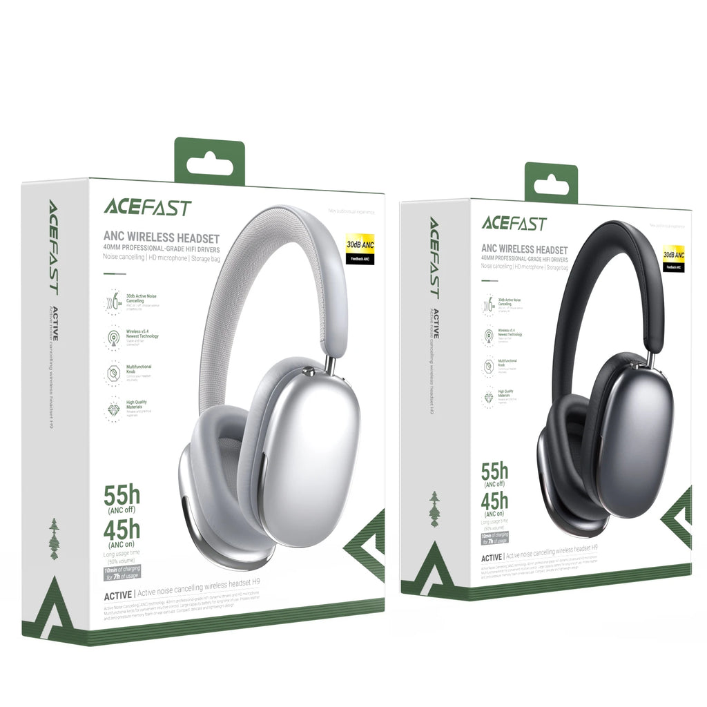 ACEFAST ANC 30dB Hybrid Noise Cancelling Wireless Bluetooth 5.4 Headphone 40MM Speaker Music Sports Over the Ear HiFi Headsets