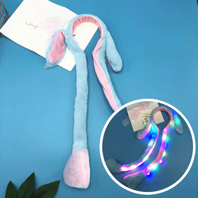 Cute Glow Rabbit Ear Hat Headband Sweet Can Moving Bunny Ears Plush Toy Hair Hoop Party Photo Props Headwear Gift