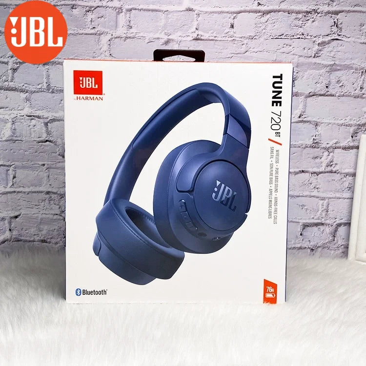 Original JBL Tune 720BT Wireless Bluetooth Over Ear Headphones with Microphone, 75H Battery  Support APP Deep Bass Foldable