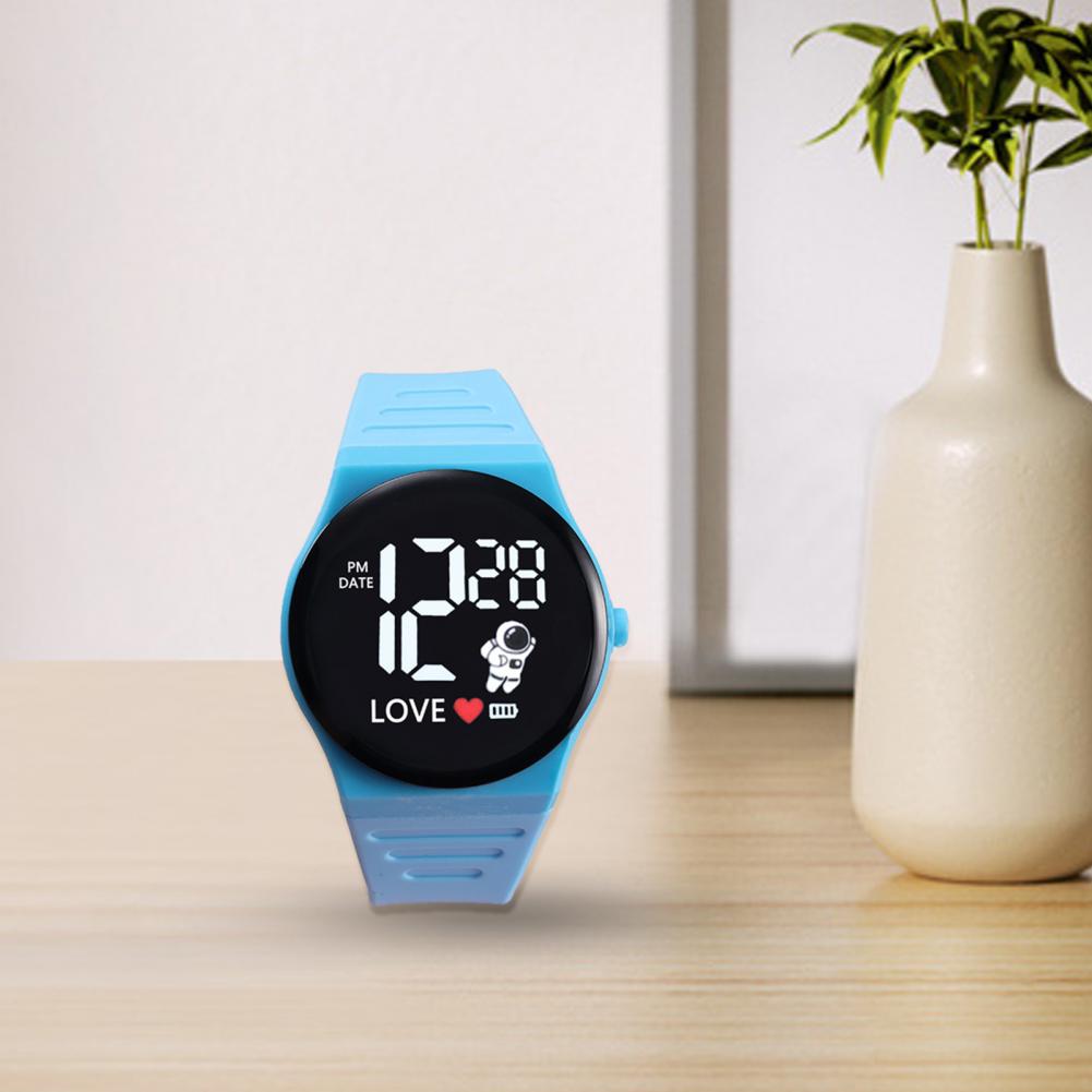 Silicone Wristband Watch Ergonomic Design Wristwatch Adjustable Led Electronic Watch Spaceman Pattern Soft Silicone for Men