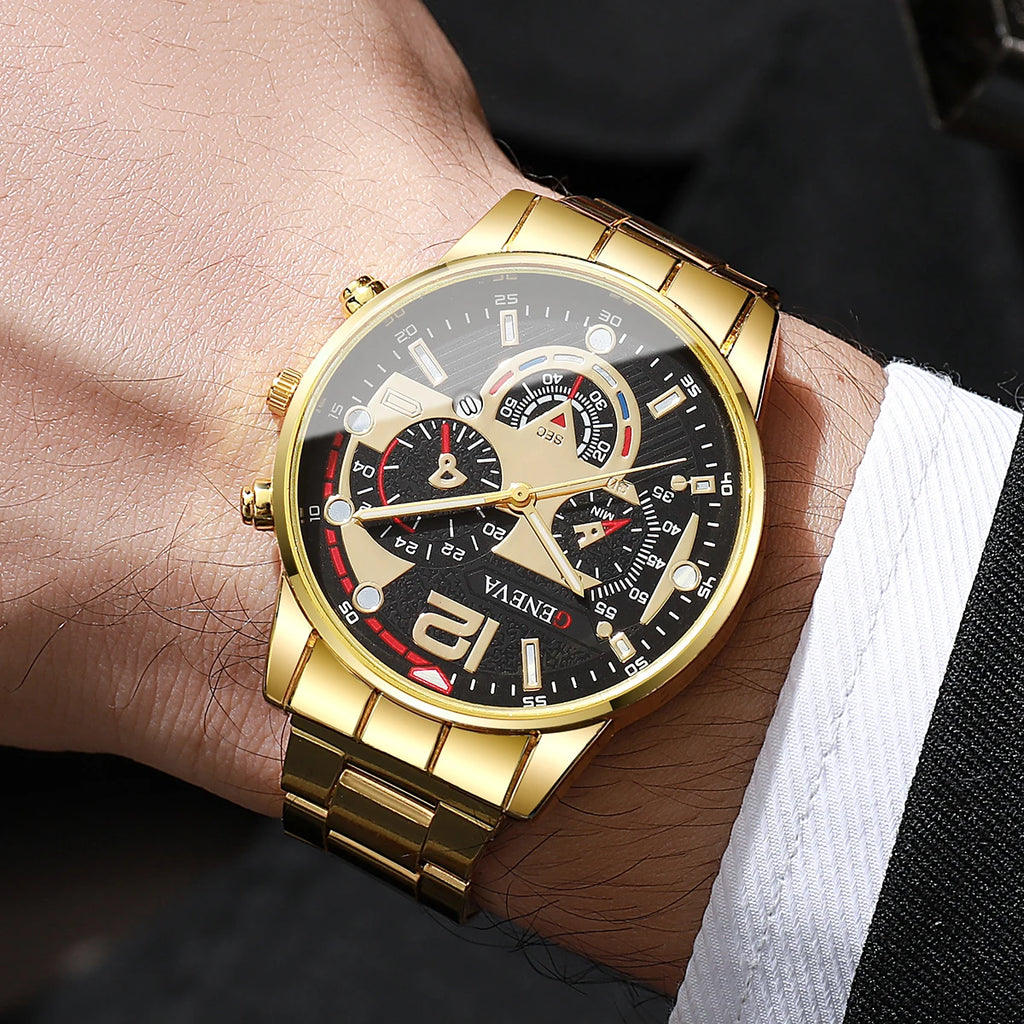4PCS Men Business Watches Set Fashion Analog Quartz Watch for Mens Clock Reloj Hombre（Without Box）