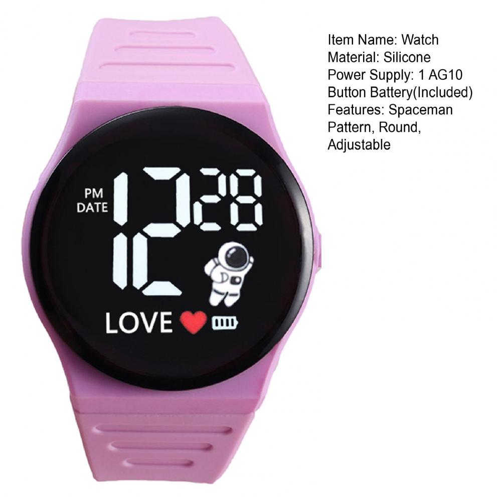 Silicone Wristband Watch Ergonomic Design Wristwatch Adjustable Led Electronic Watch Spaceman Pattern Soft Silicone for Men
