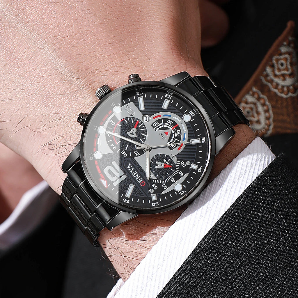 4PCS Men Business Watches Set Fashion Analog Quartz Watch for Mens Clock Reloj Hombre（Without Box）