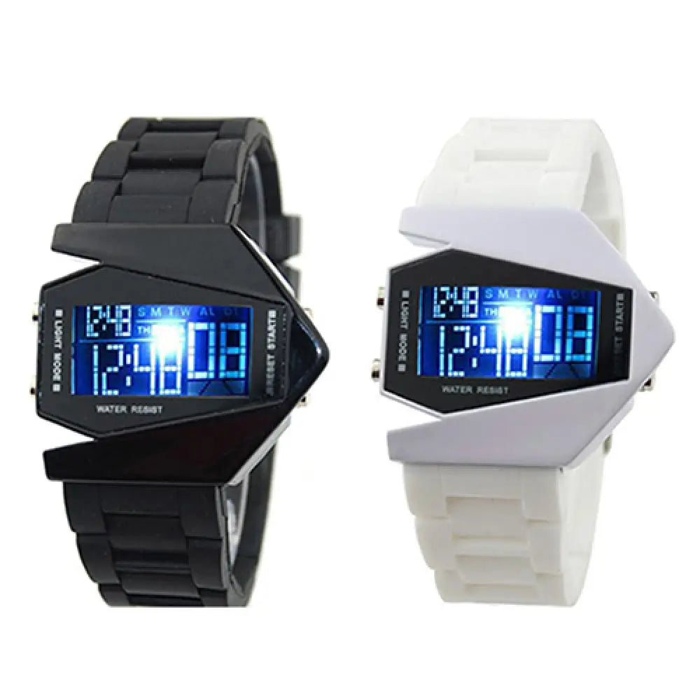 Creative Cool Men Wrist Watch Aircraft Oversized Design Light Digital Sports Plan Shaped Dial Wrist Watch