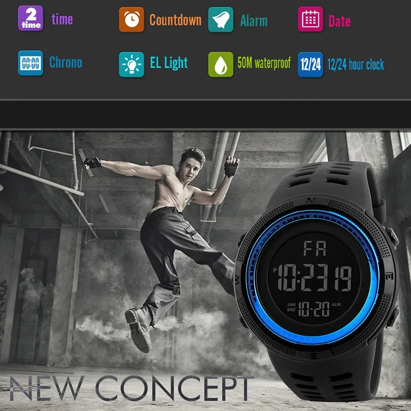 YIKAZE X01 Men's Digital Watches Multifunction Military Men Sports Wristwatch Sweatproof Luminous  Man Student Electronic Watch
