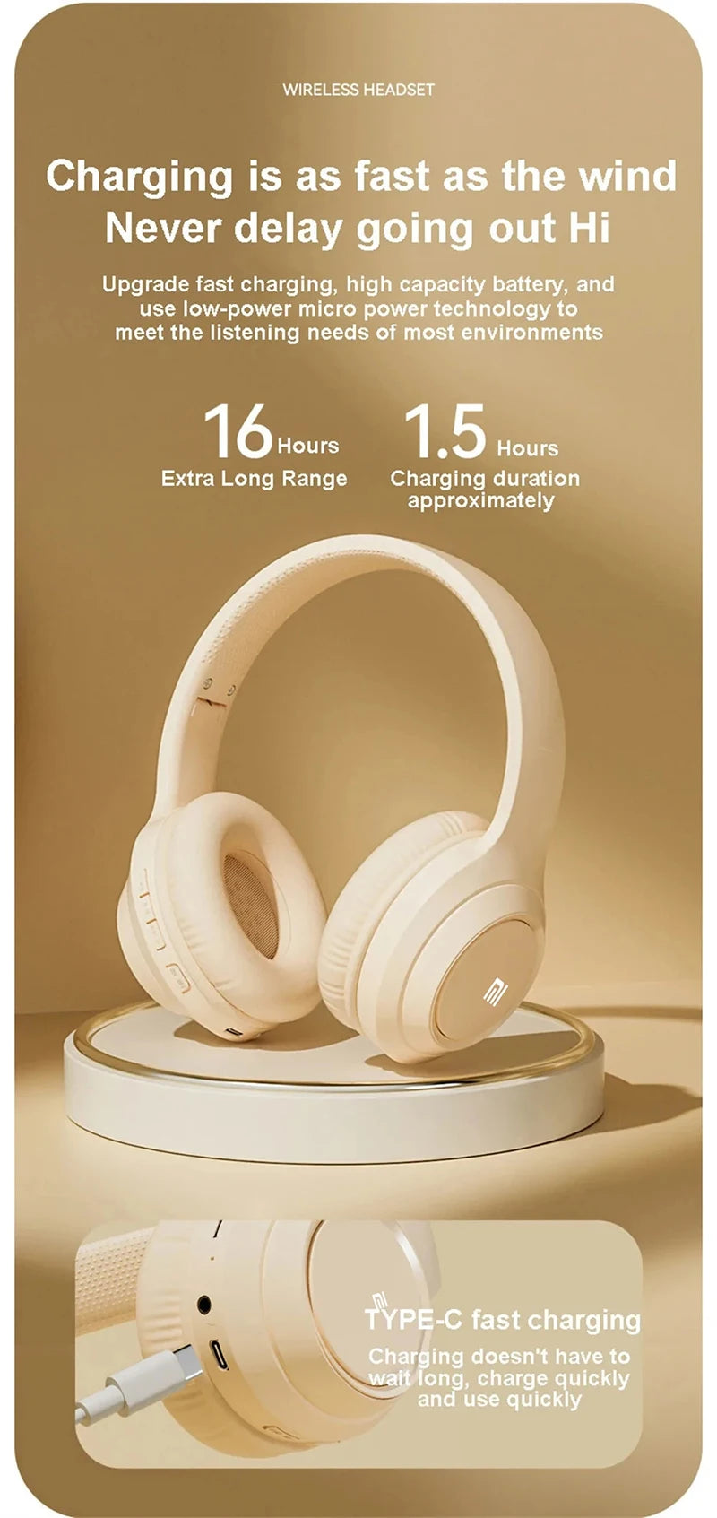 Xiaomi TH30 Wireless Headphones Bluetooth 5.3 Headset Head Mounted Noise Cancelling Headband Sport Earbuds Earphones For Running