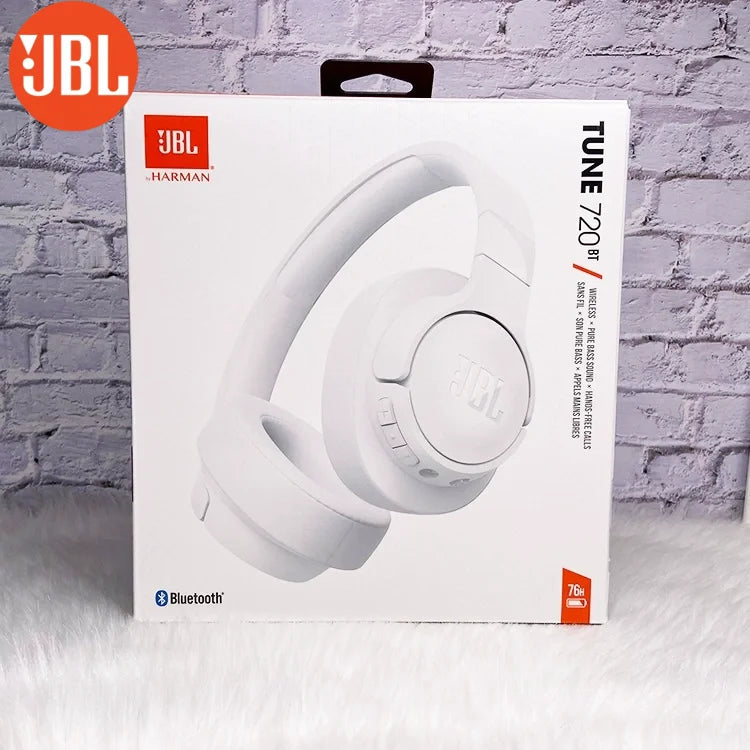 Original JBL Tune 720BT Wireless Bluetooth Over Ear Headphones with Microphone, 75H Battery  Support APP Deep Bass Foldable
