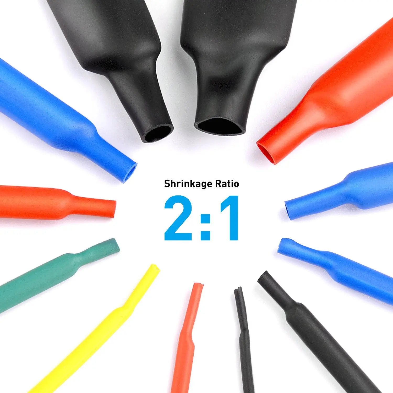164/560pcs Polyolefin Heat Shrink Tubing Set | 2:1 Shrink Ratio for Wires Cables Multicolor Sleeves | Perfect for Soldiering | Durable | Multicolors