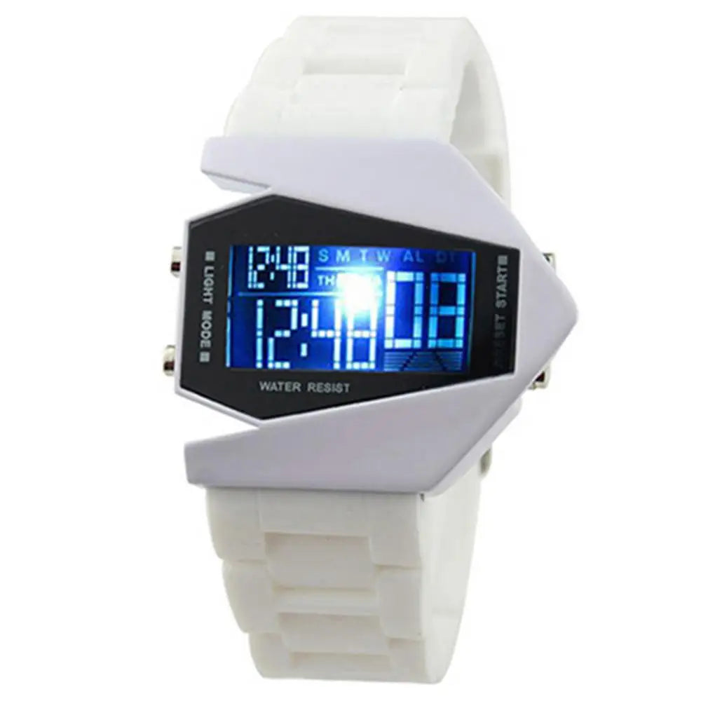 Creative Cool Men Wrist Watch Aircraft Oversized Design Light Digital Sports Plan Shaped Dial Wrist Watch