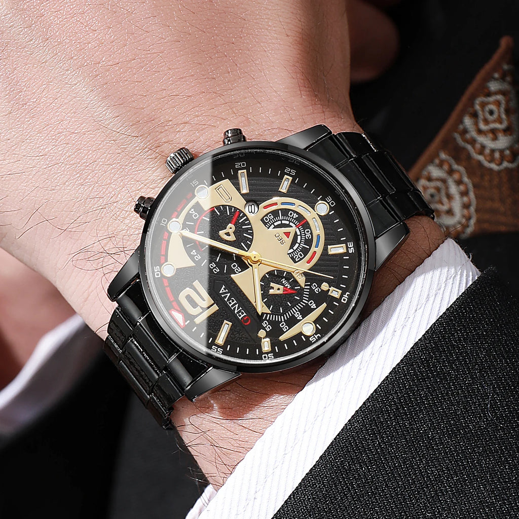 4PCS Men Business Watches Set Fashion Analog Quartz Watch for Mens Clock Reloj Hombre（Without Box）