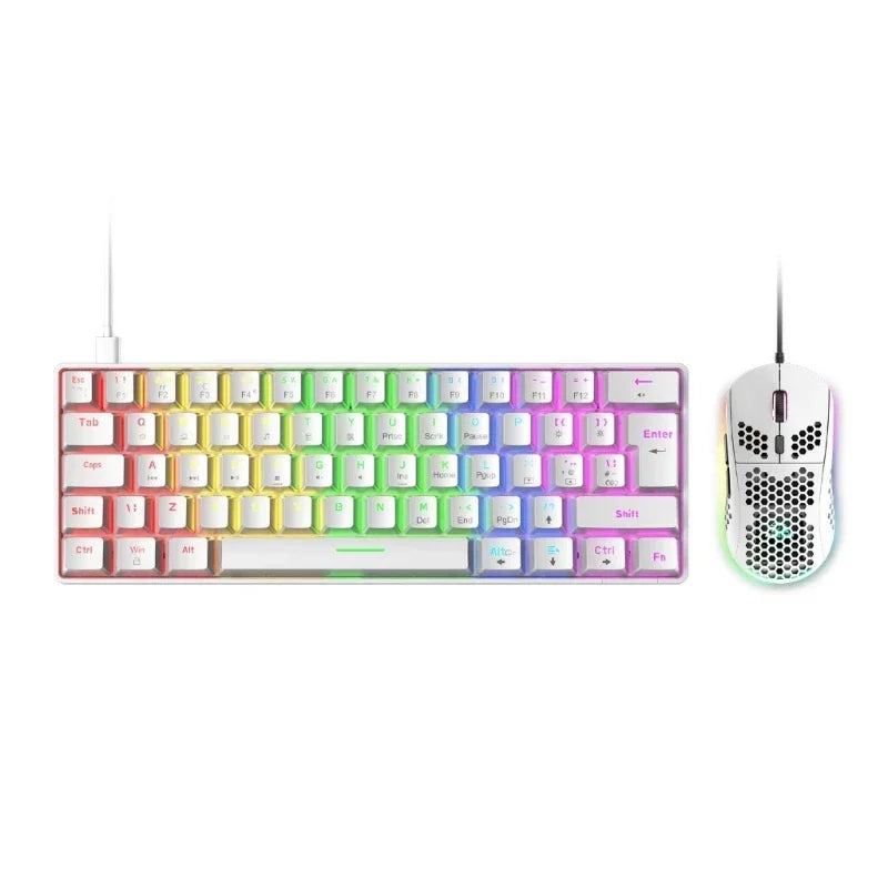 FREEWOLF T8 Gaming Mechanical Keyboard and Mouse Set 62 Keys USB RGB LED Backlit Drop Shipping Gaming Keyboard Gamer Gift