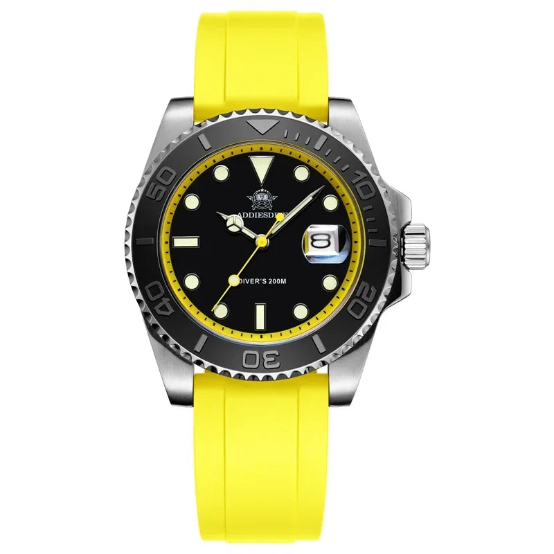 ADDIESDIVE AD2040 Man Rubber Quartz Watch Super Luminous Calendar Display 200m Waterproof  Diving Watches 41mm AD2040 Wristwatch