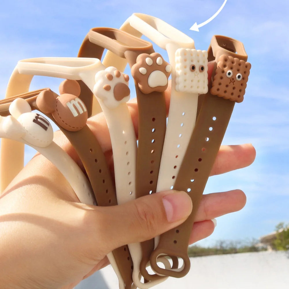 Cute 3D Cat's Paw Silicone Strap For Xiaomi Mi Band 7 6 5 4 3  Bracelet Sports Watch Wristband For Miband 7 6 5 4 3 Belt Correa