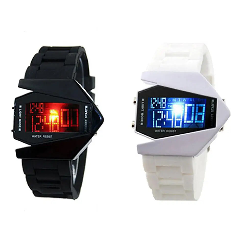 Creative Cool Men Wrist Watch Aircraft Oversized Design Light Digital Sports Plan Shaped Dial Wrist Watch