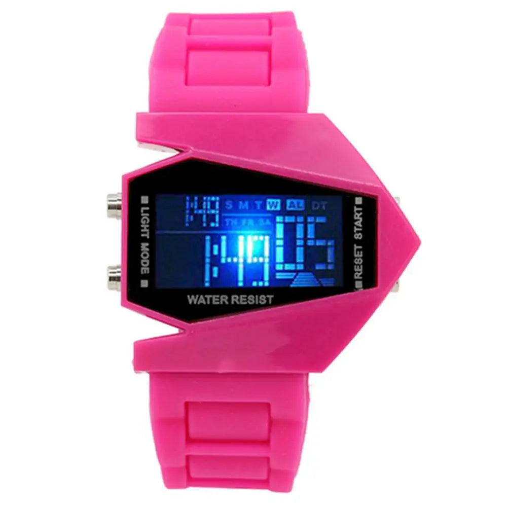 Creative Cool Men Wrist Watch Aircraft Oversized Design Light Digital Sports Plan Shaped Dial Wrist Watch