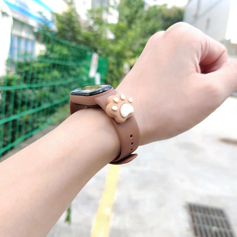 Cute 3D Cat's Paw Silicone Strap For Xiaomi Mi Band 7 6 5 4 3  Bracelet Sports Watch Wristband For Miband 7 6 5 4 3 Belt Correa