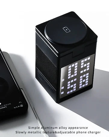 15W 6 in 1 Cartoon Pixel Magnetic Wireless Charger Foldable Bluetooth Speaker Alarm Clock For iPhone 16~12 iWatch Airpods 3 Pro