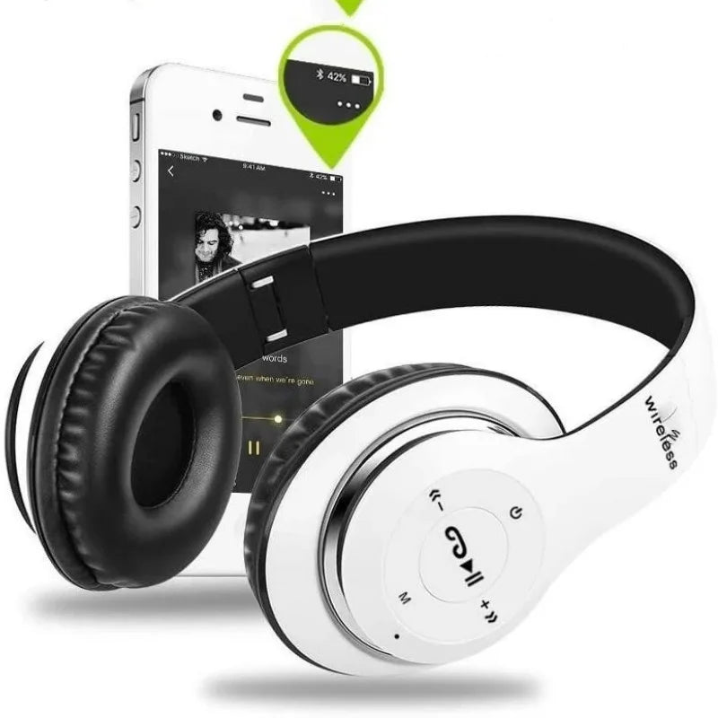 P47 Head mounted Bluetooth Earphones for Stereo headphone with Mic Noise Cancelling Over-Ear Earphones Aux in TF Card FM radio