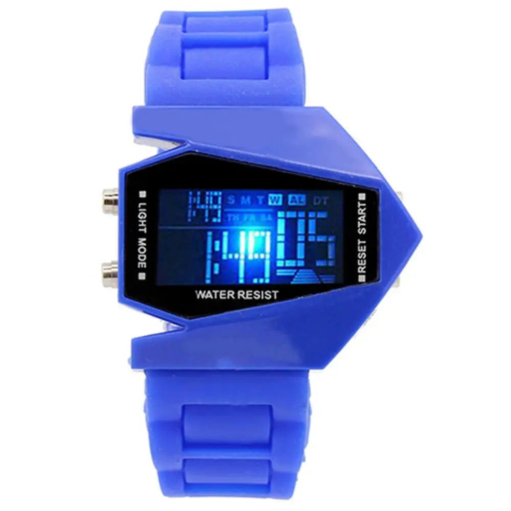 Creative Cool Men Wrist Watch Aircraft Oversized Design Light Digital Sports Plan Shaped Dial Wrist Watch