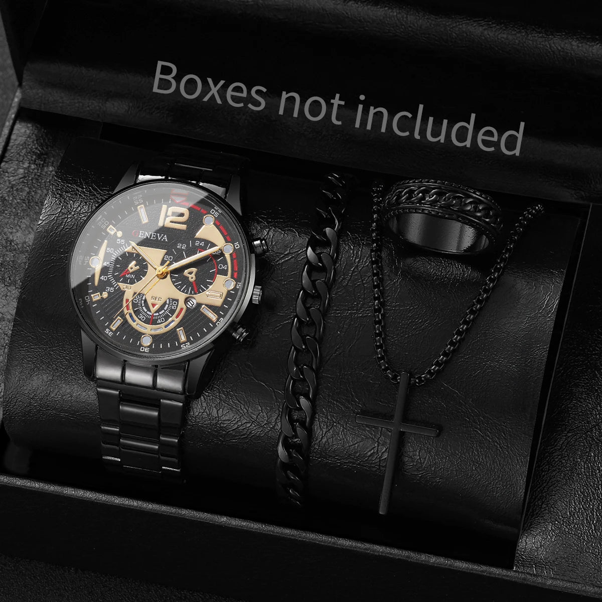 4PCS Men Business Watches Set Fashion Analog Quartz Watch for Mens Clock Reloj Hombre（Without Box）