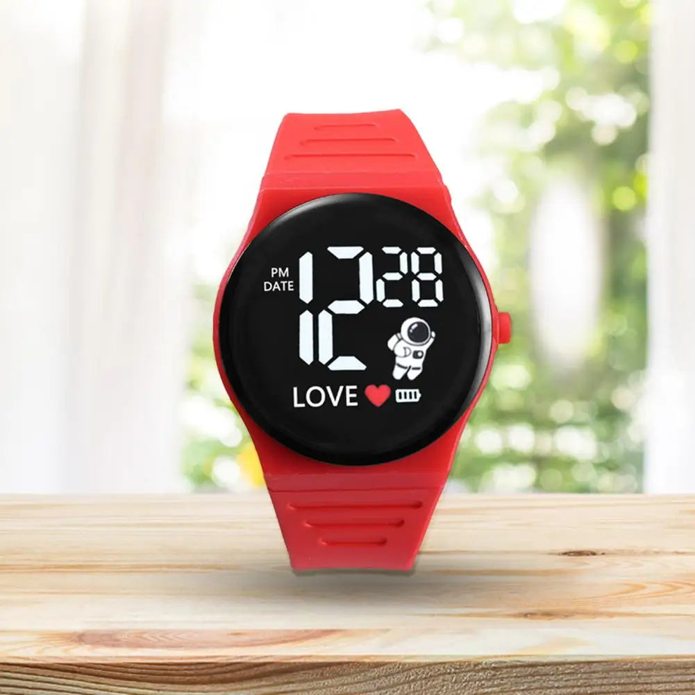 Silicone Wristband Watch Ergonomic Design Wristwatch Adjustable Led Electronic Watch Spaceman Pattern Soft Silicone for Men