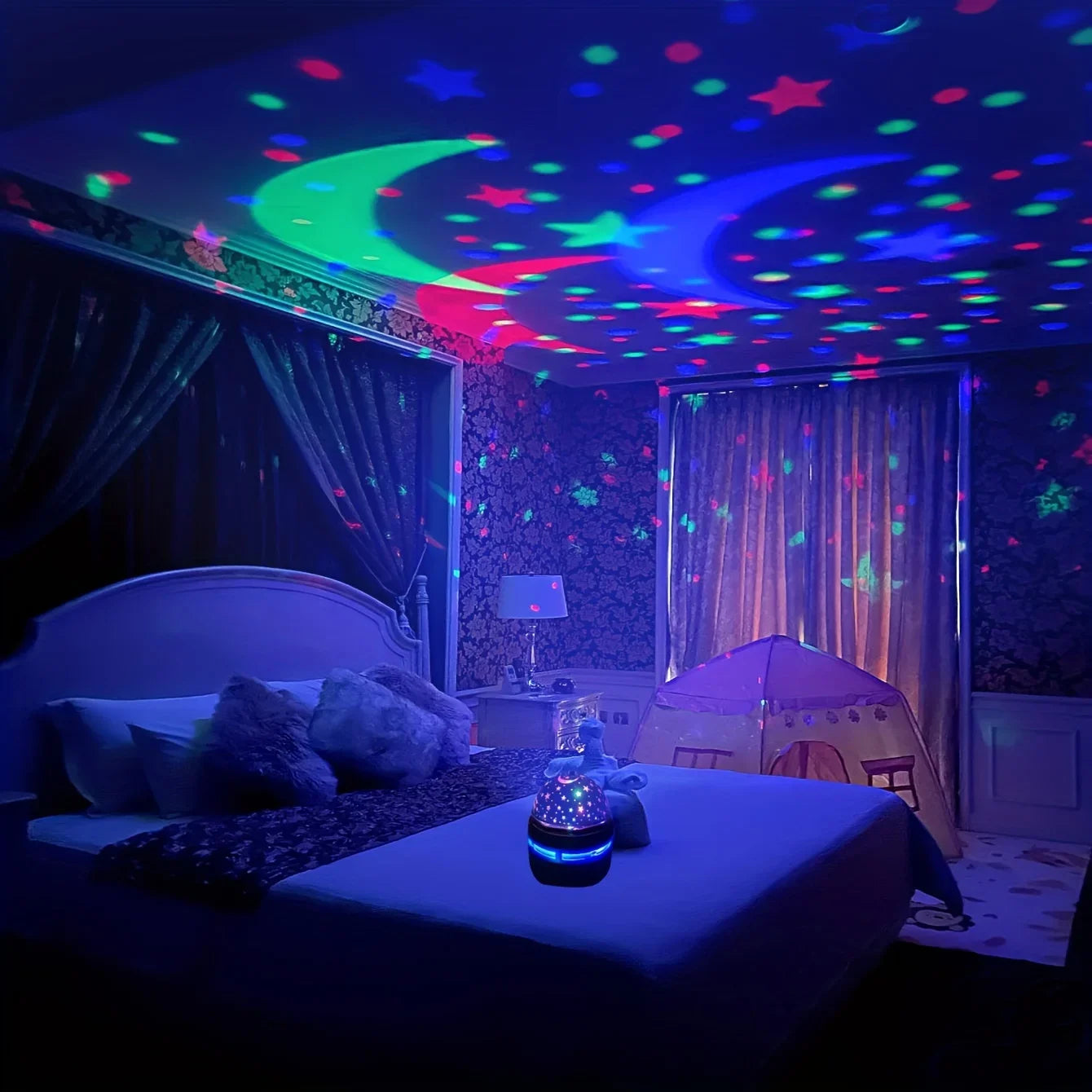 Colorful LED Starry Sky Projector Light Rotating Magic Ball Moon Star Night Light Bedroom Atmosphere Lamp For Home Decoration