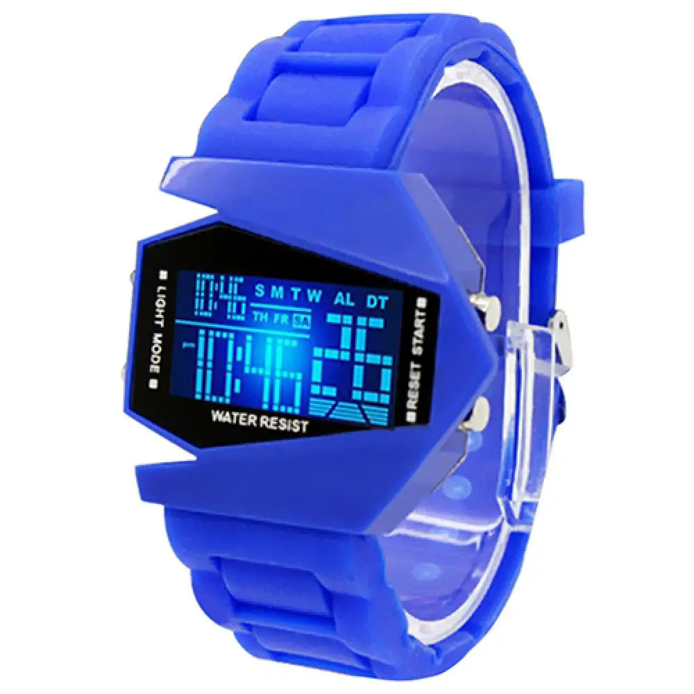 Creative Cool Men Wrist Watch Aircraft Oversized Design Light Digital Sports Plan Shaped Dial Wrist Watch