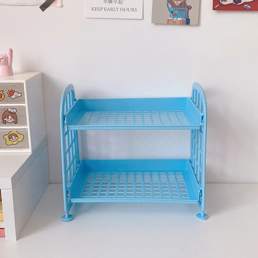 Desktop Stationery Rack Storage Holder Multi-Functional Plastic Shelf Makeup Organizer Office Dormitory Desk Organizer Shelf