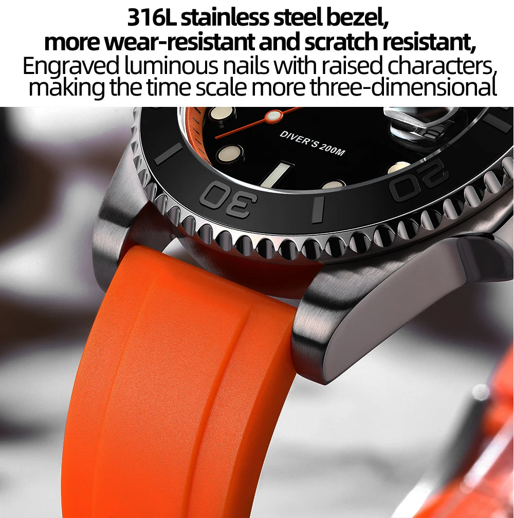 ADDIESDIVE AD2040 Man Rubber Quartz Watch Super Luminous Calendar Display 200m Waterproof  Diving Watches 41mm AD2040 Wristwatch